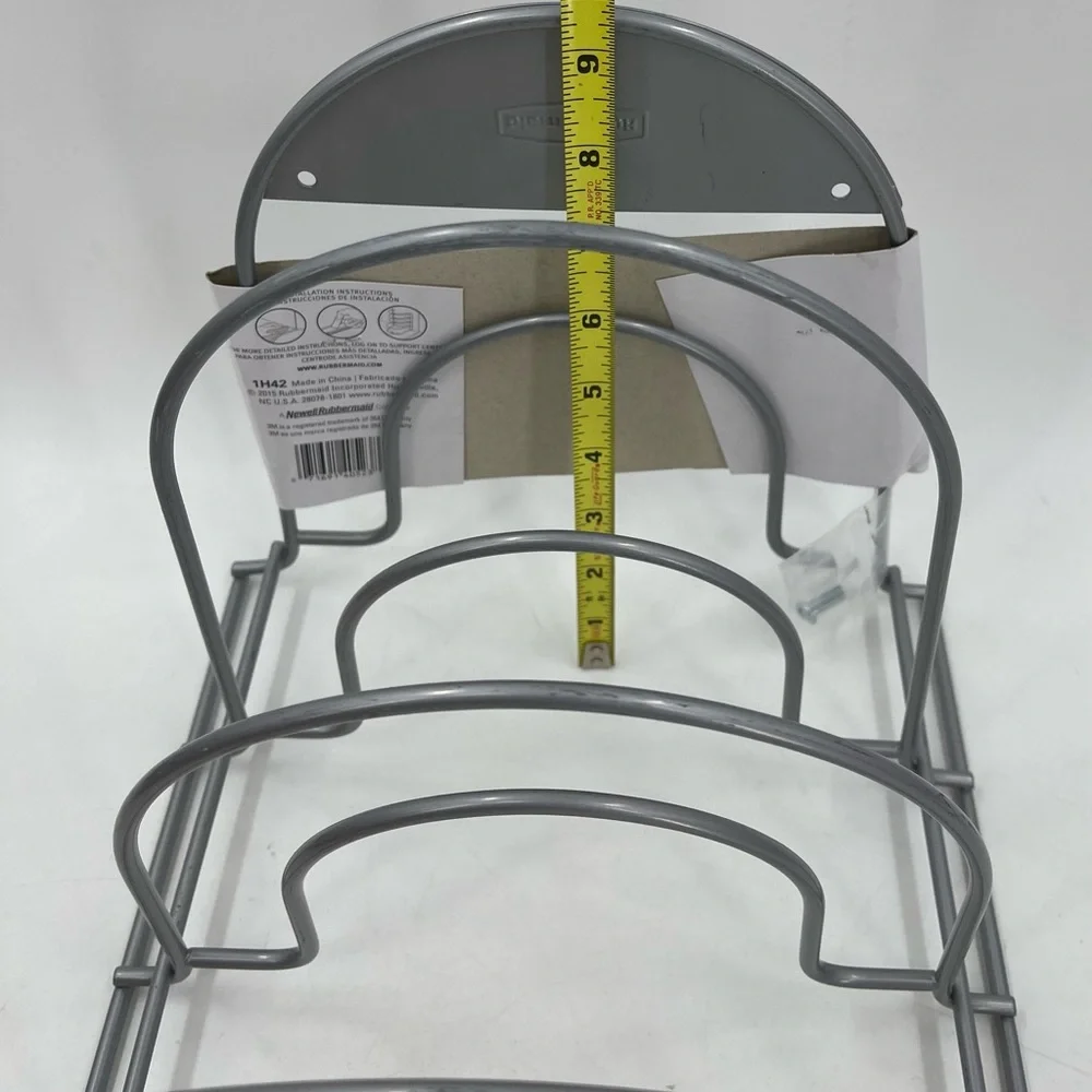 Rubbermaid 4 Tier Heavy-Duty Pot Pan Organizer Racks Cookware Lids Holder Silver